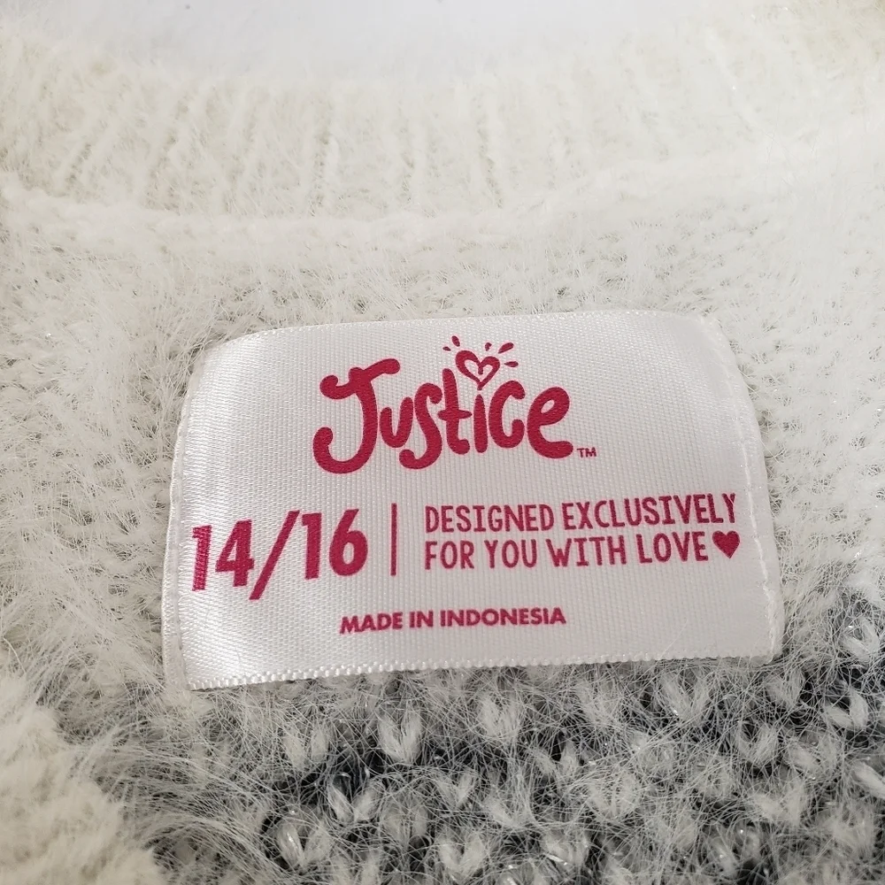 Justice Girls Soft Fuzzy Sweater Size 14/16